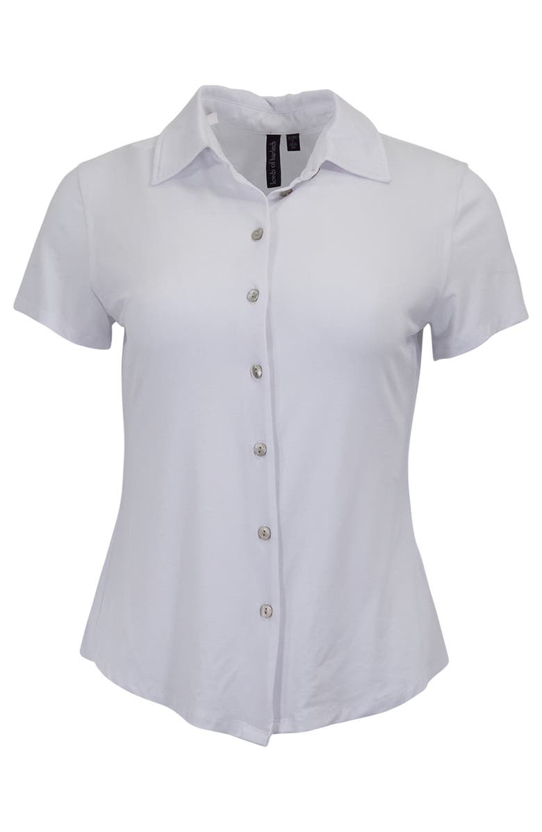 Lords of Harlech White Womens Printed Button-Up Shirt, Main, color, White