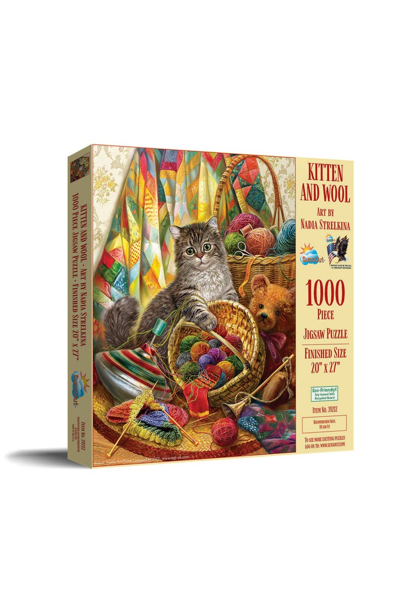 Kitten and Wool 1000 piece Jigsaw Puzzle for Adults, Main, color, Multicolor