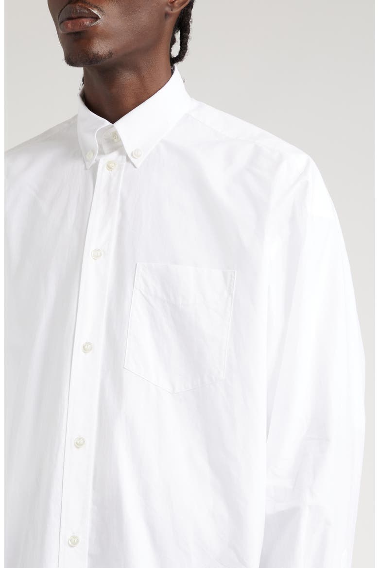 Oversize Logo Back Cotton Poplin Button-Down Shirt, Alternate, color, WHITE