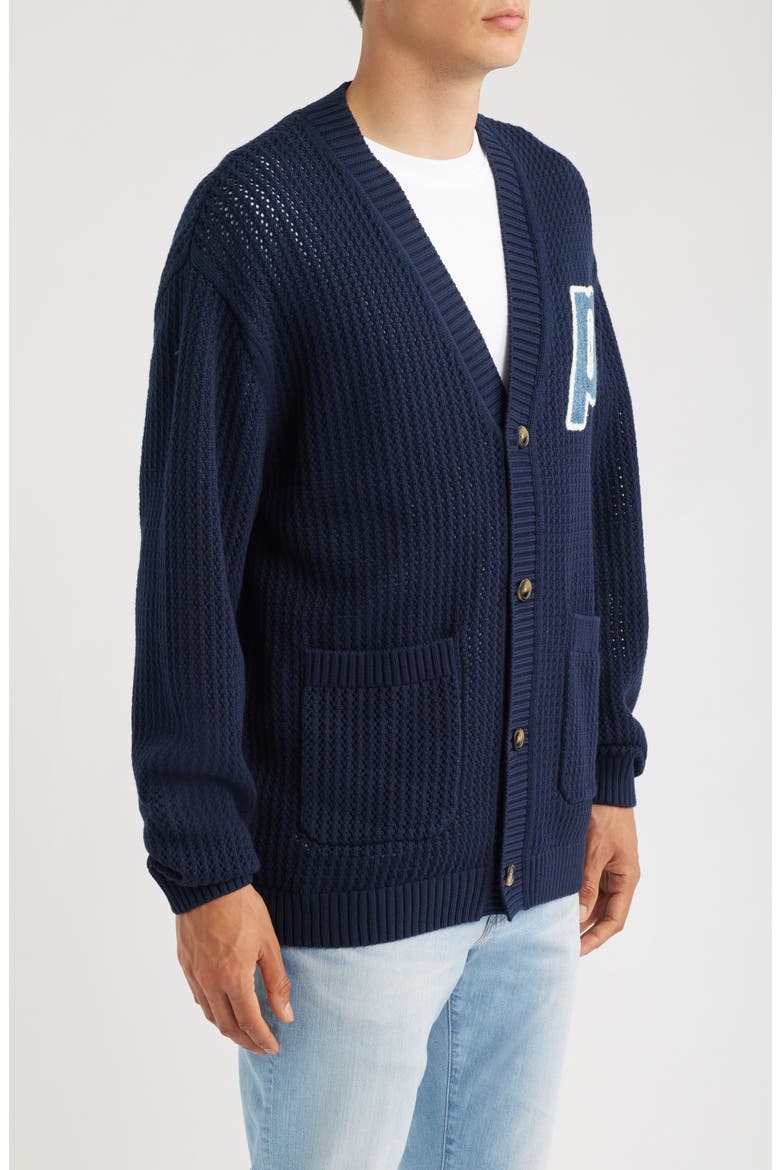 x Prince Openwork Cotton Cardigan, Alternate, color, DARK NAVY
