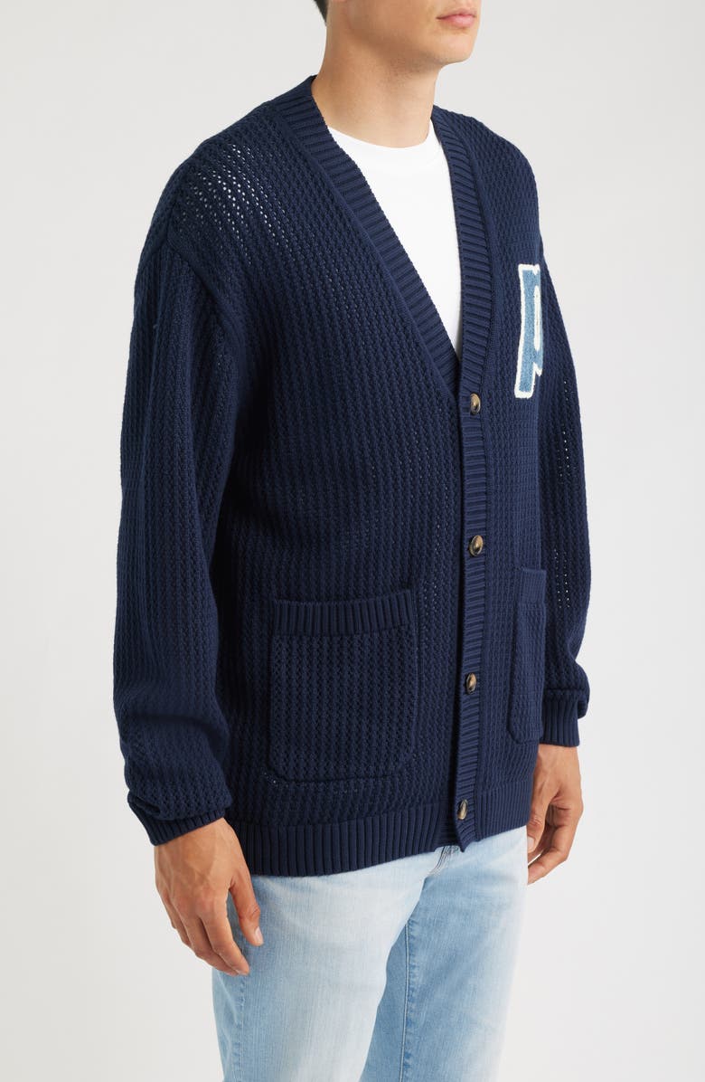 Les Deux x Prince Openwork Cotton Cardigan, Alternate, color, Dark Navy