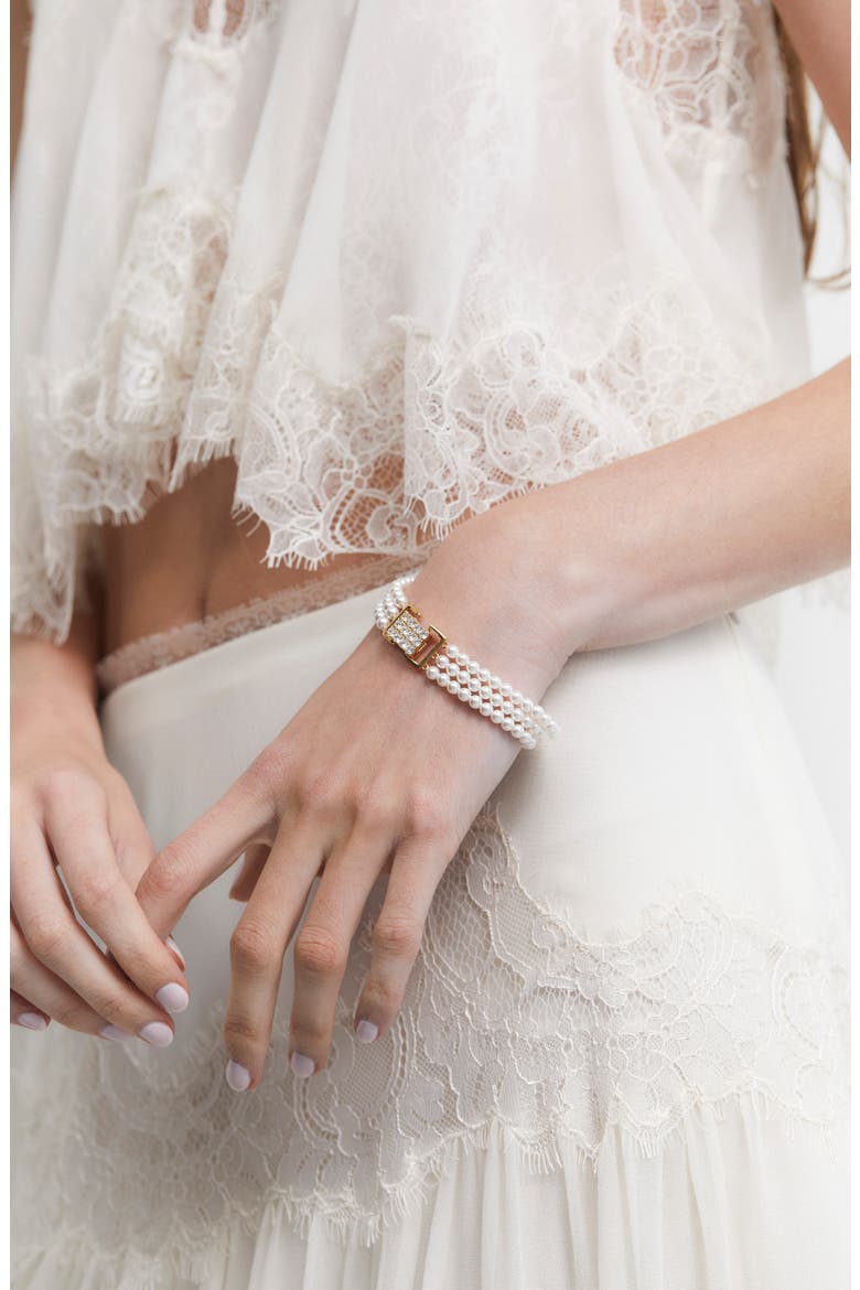 Madrid Layered Faux Pearl Bracelet, Alternate, color, GOLD