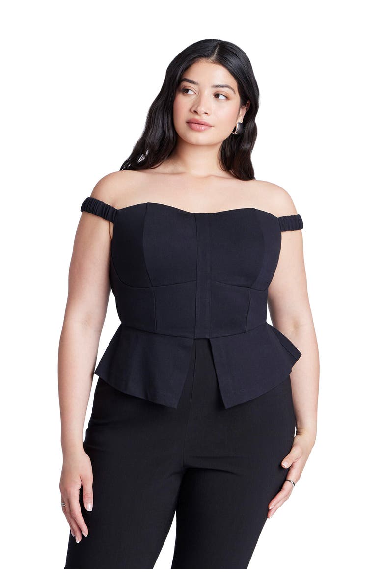 ELOQUII Off The Shoulder Peplum Top, Main, color, Black