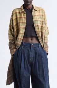 R13 Draped Front Ombre Plaid Shirt