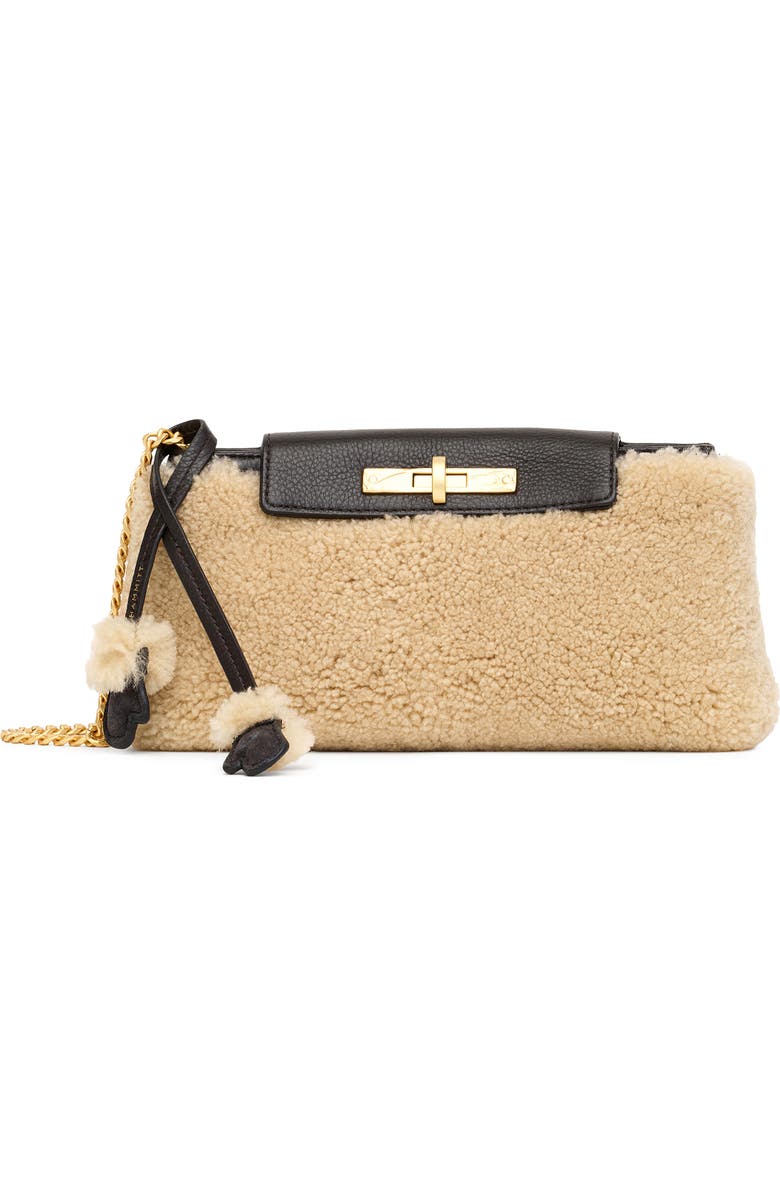 HAMMITT Small Genuine Shearling Crossbody Bag, Main, color, Sundance Shearling/Gold
