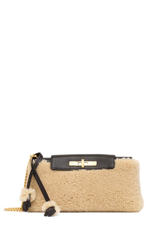Small Genuine Shearling Crossbody Bag