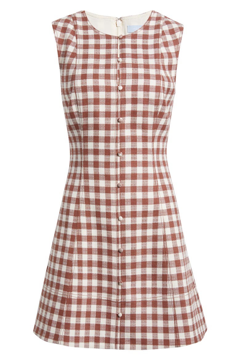 The Angie Check Sleeveless Fit & Flare Minidress, Alternate, color, RUST GINGHAM
