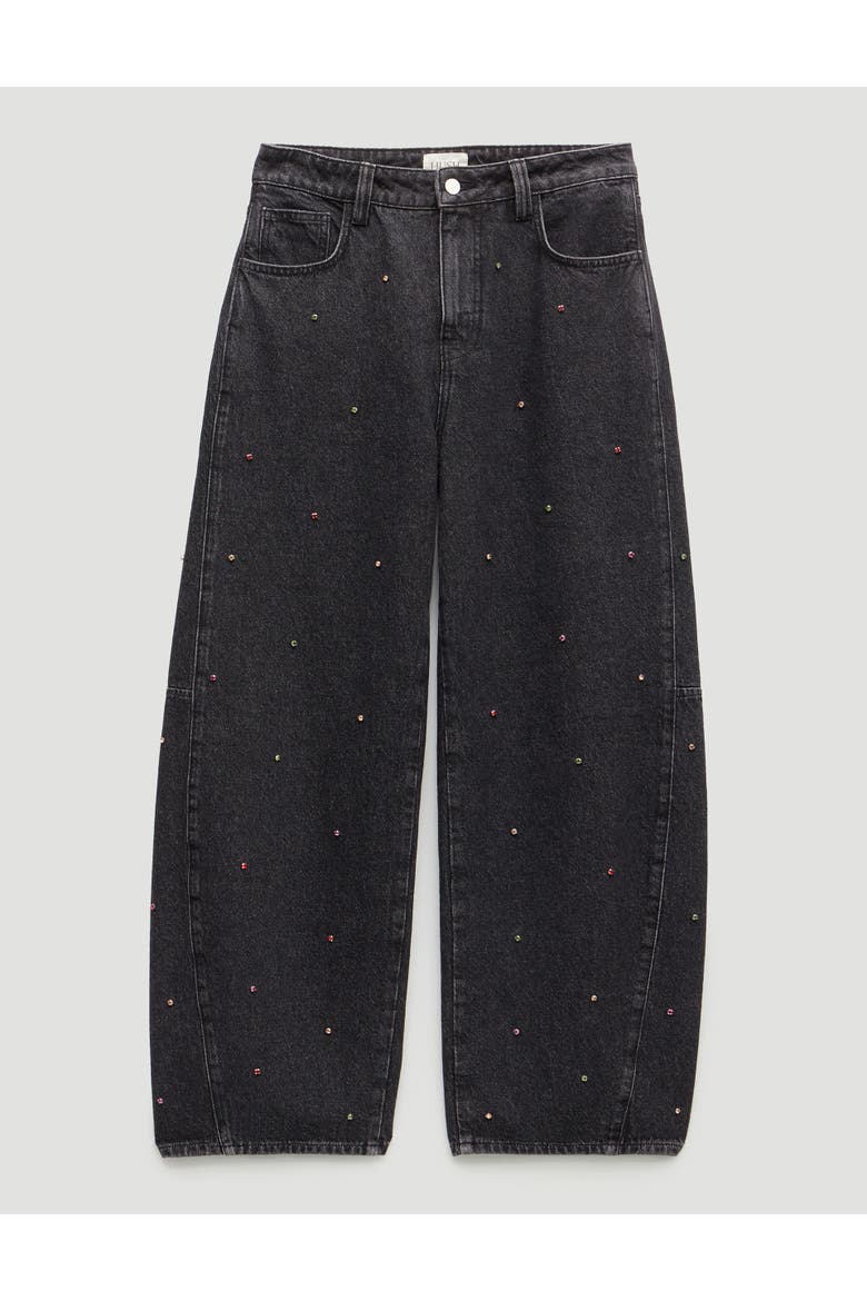 Embellished Bree Barrel Leg Jeans, Alternate, color, Washed Black