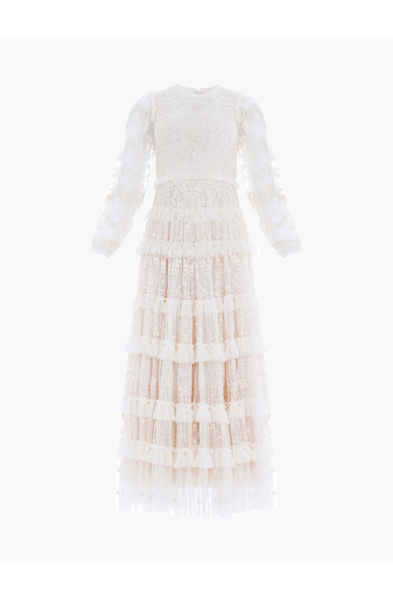 Needle & Thread Blossom Long Sleeve Lace Ankle Gown, Alternate, color, Cream