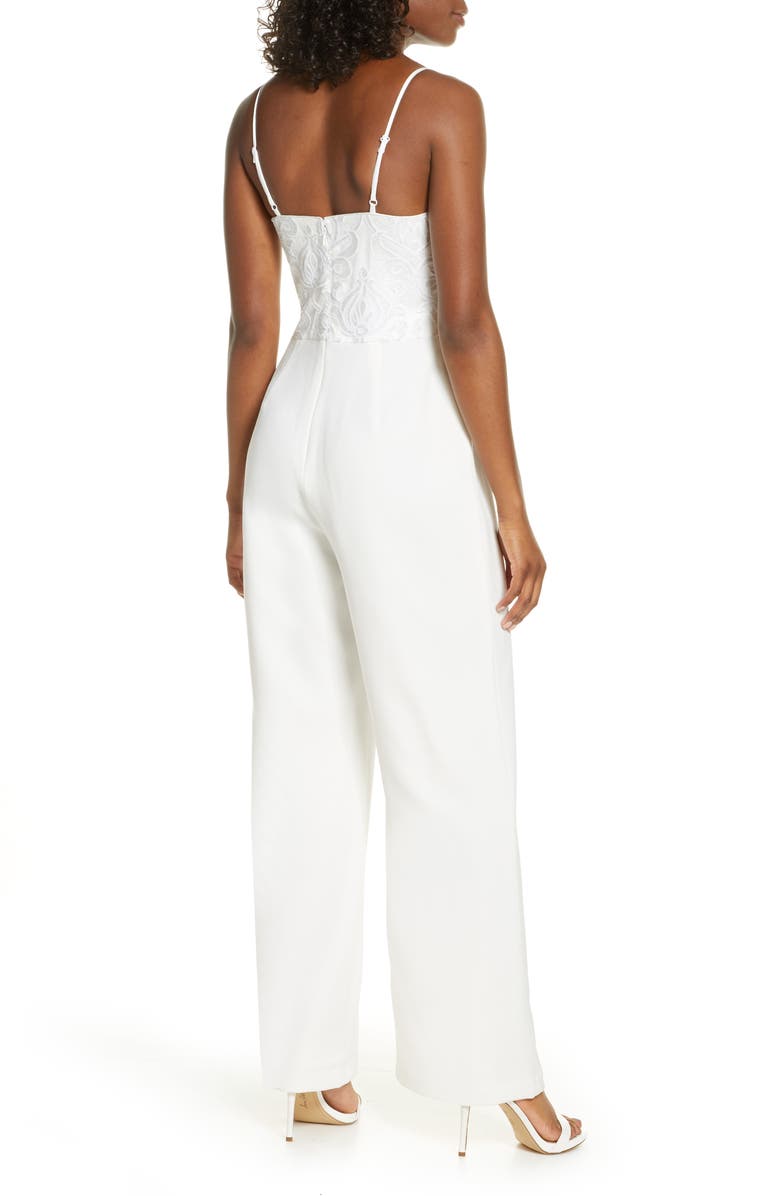 Eliza J Jacquard Wide Leg Jumpsuit, Alternate, color, 