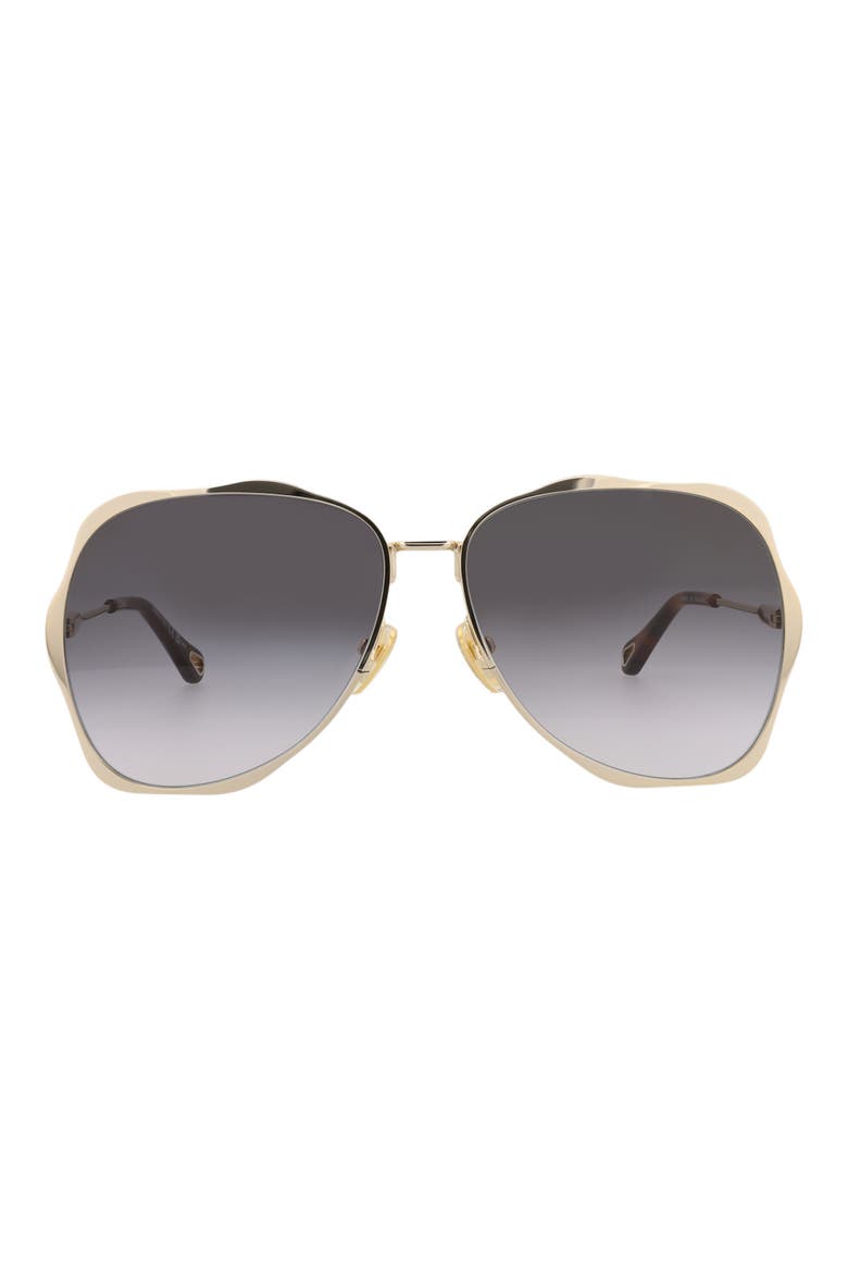 60mm Wavy Sunglasses, Main, color, GOLD GOLD GREY