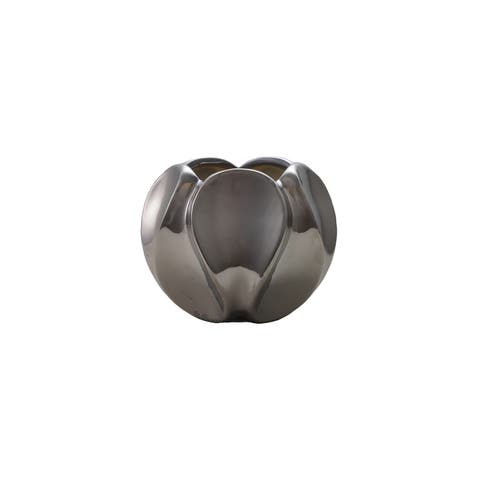 Round Stoneware Planter, Chrome Glazed
