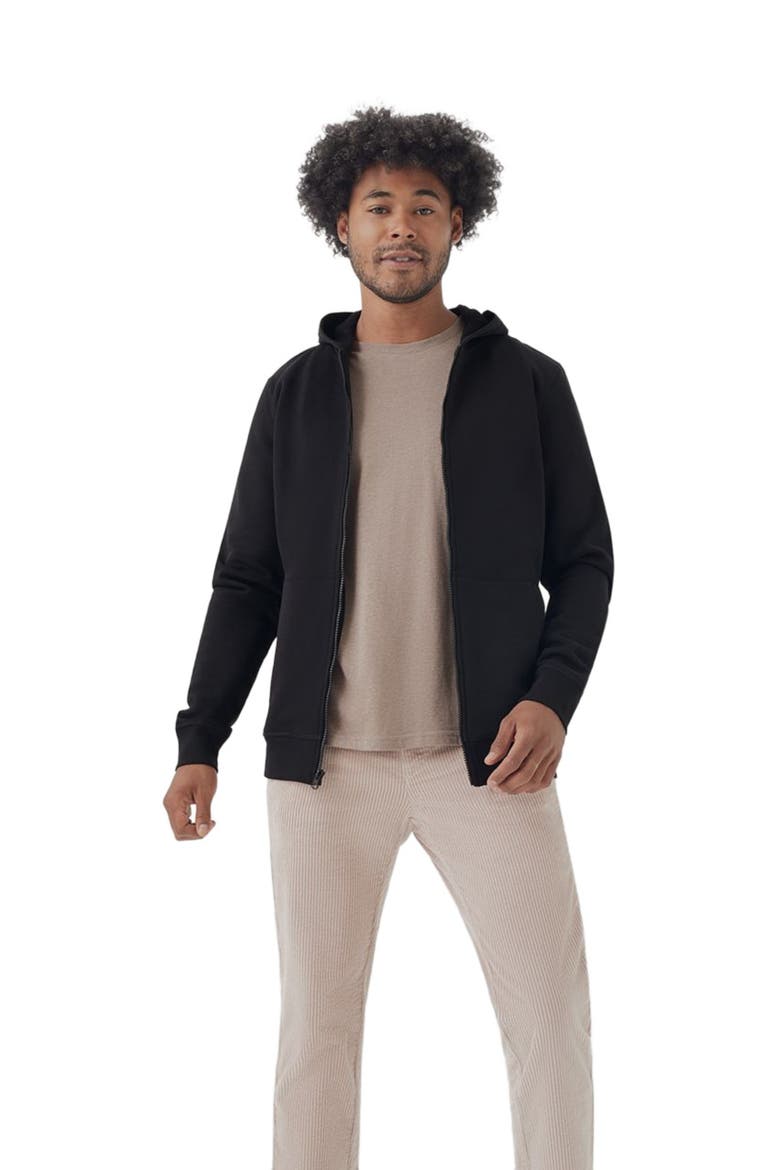 Organic Brushed Fleece Zip Hoodie, Alternate, color, Black