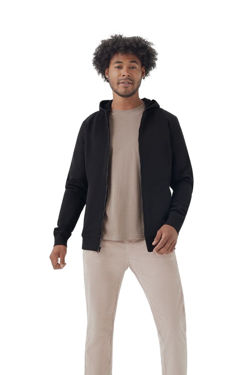 Pact Organic Brushed Fleece Zip Hoodie, Alternate, color, Black