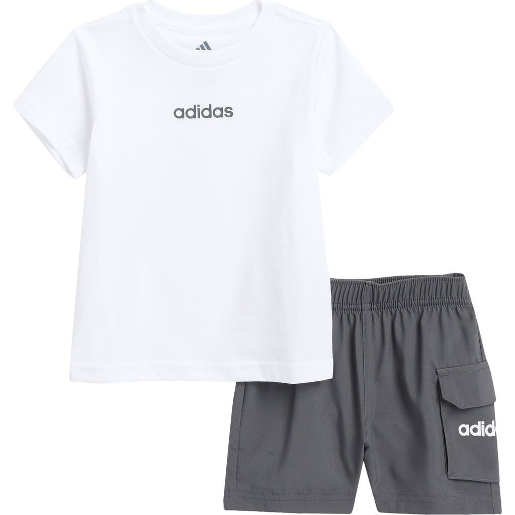 Adidas Originals Adidas Cotton Logo T-shirt & Cargo Shorts Set In White