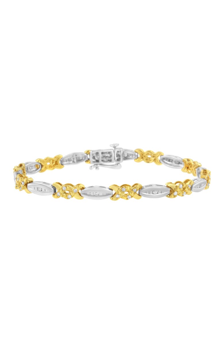 Haus of Brilliance 10K Yellow Gold Plated Silver 1/2 Cttw Diamond X Link Bracelet, Main, color, Yellow