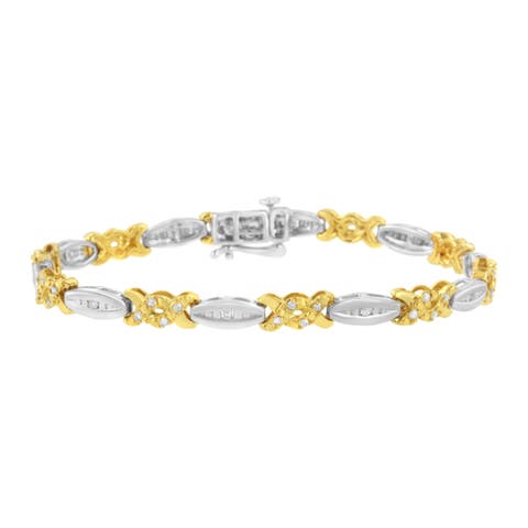 10K Yellow Gold Plated Silver 1/2 Cttw Diamond X Link Bracelet