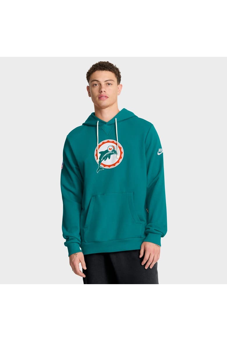 Men's Nike Aqua Miami Dolphins Sideline Offensive Set Play Performance Pullover Hoodie, Alternate, color, Aqua