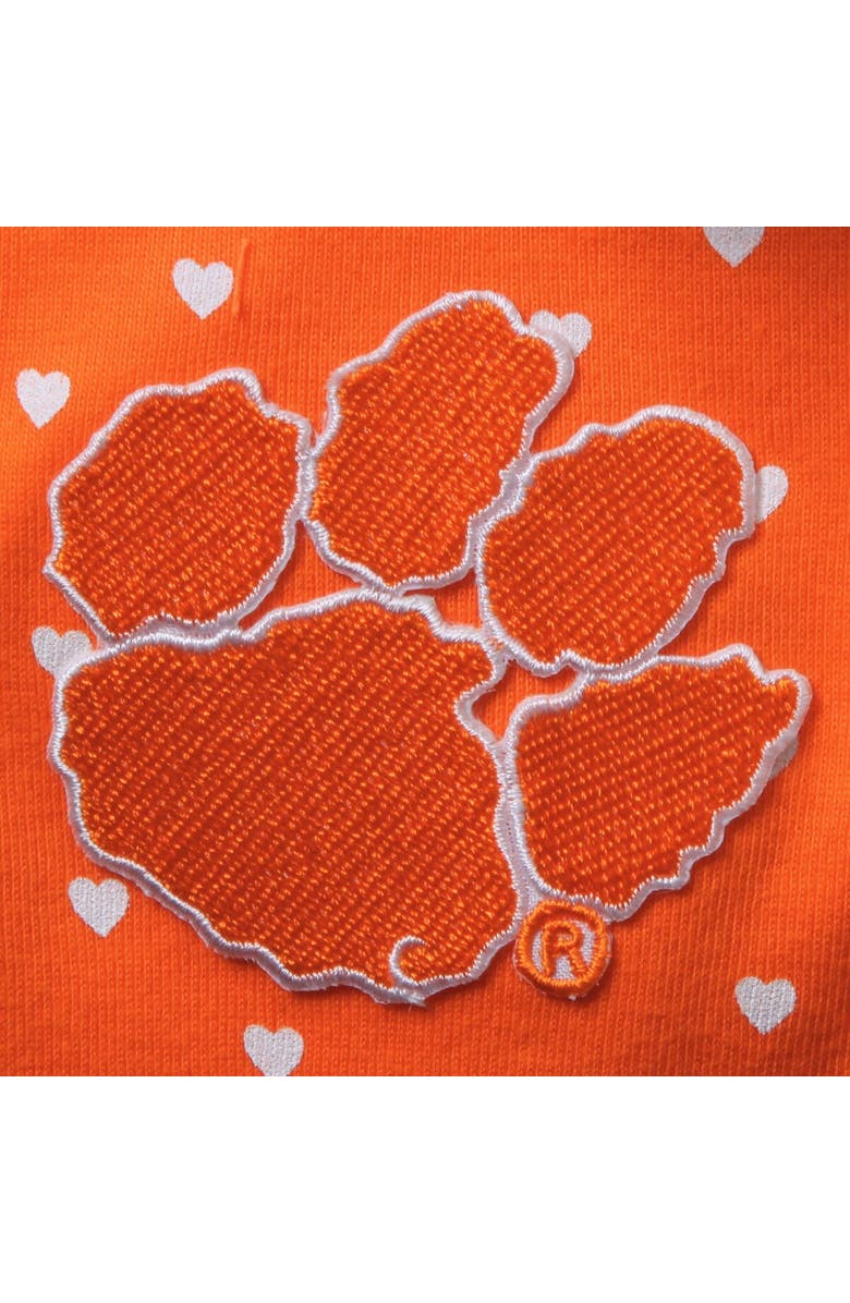 TWO FEET AHEAD Girls Newborn & Infant Orange Clemson Tigers Hearts Bodysuit and Headband Set, Alternate, color, Orange