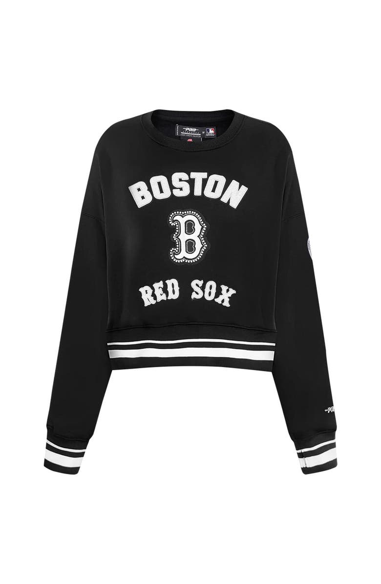 PRO STANDARD Women's Pro Standard Black Boston Red Sox Pearl Cropped Pullover Sweatshirt, Alternate, color, 