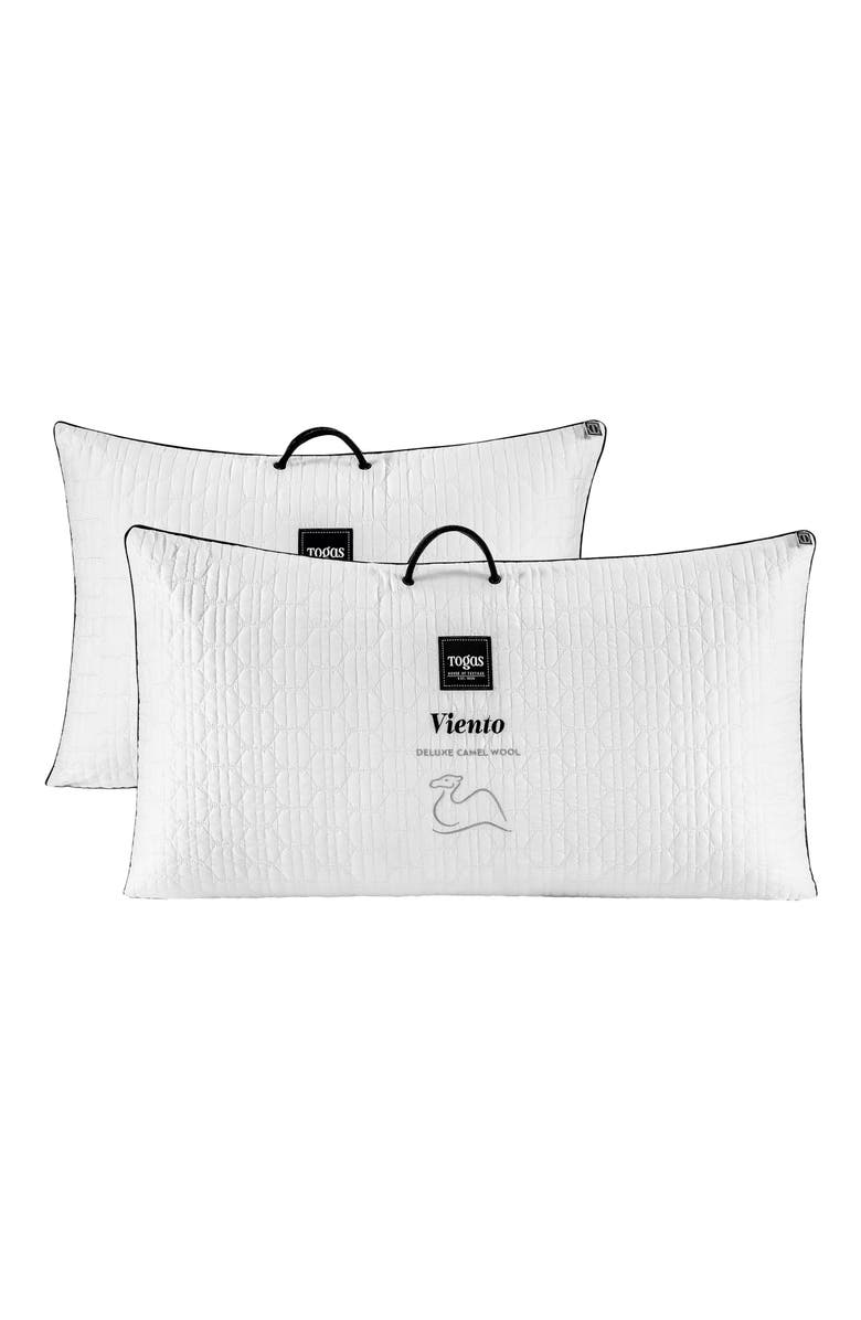 Togas Viento camel wool silk pillow, Alternate, color, White