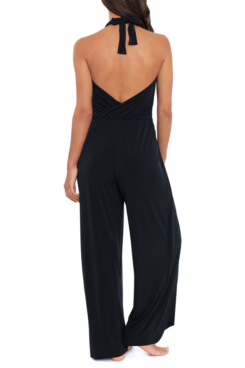 Halter Cover-Up Jumpsuit, Alternate, color, BLACK