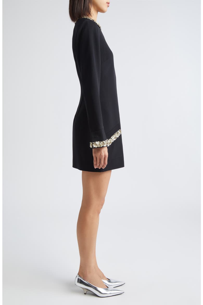 Adi Floral Embellished Long Sleeve Minidress, Alternate, color, BLACK
