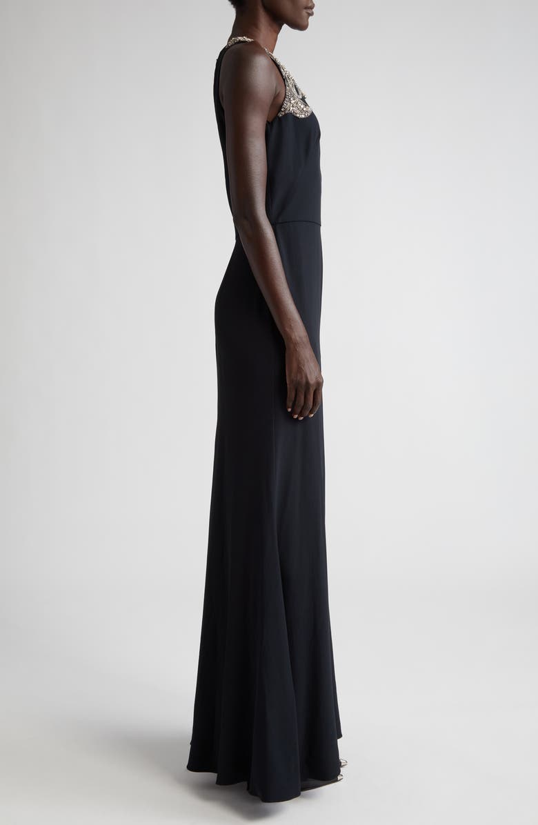 McQueen Crystal Embellished Sleeveless Trumpet Gown, Alternate, color, Black