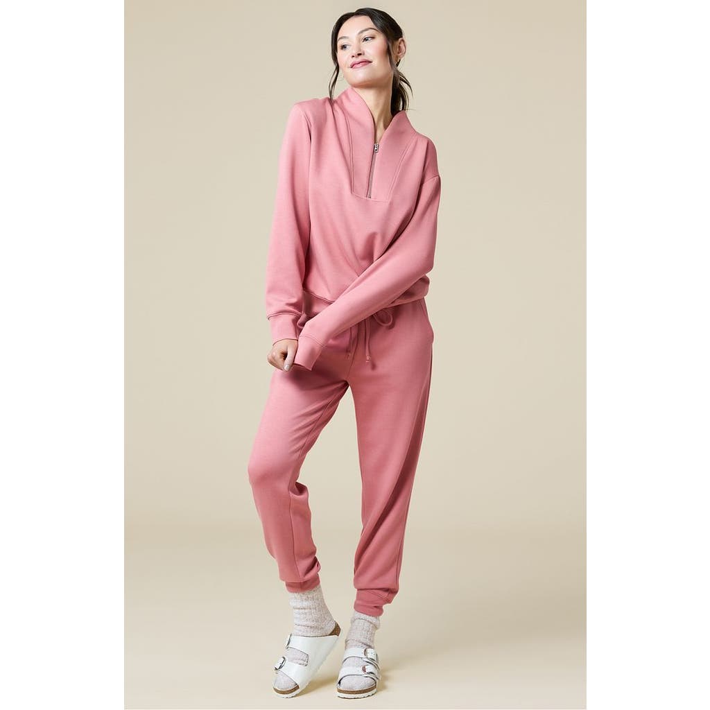 Softies Athleisure Dreamtech 1/4 Zip Jogger Set In Copper Rose