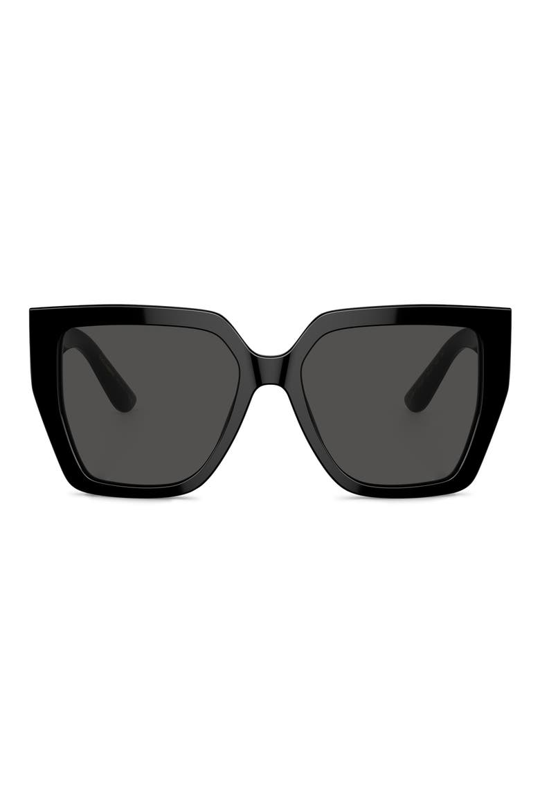 55mm Square Sunglasses, Main, color, BLACK