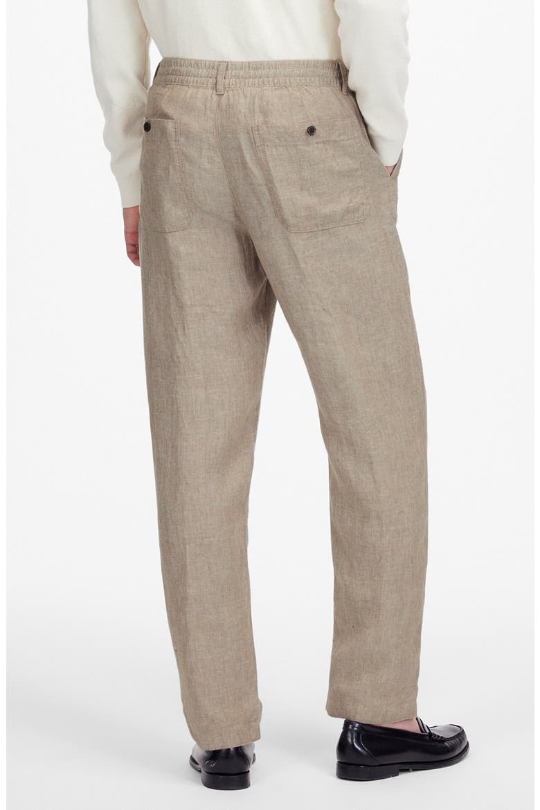 Elastic Waist Straight Leg Linen Pants, Alternate, color, CHESTNUT