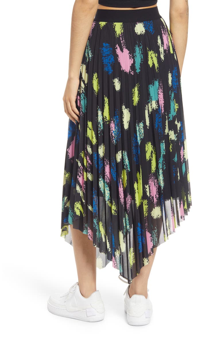 Cristina Martinez Print Skirt, Alternate, color, BLACK MULTI PAINT SMUDGE