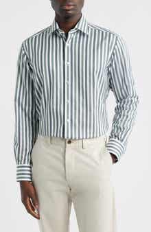 Modern Fit Stripe Non-Iron Cotton Twill Dress Shirt