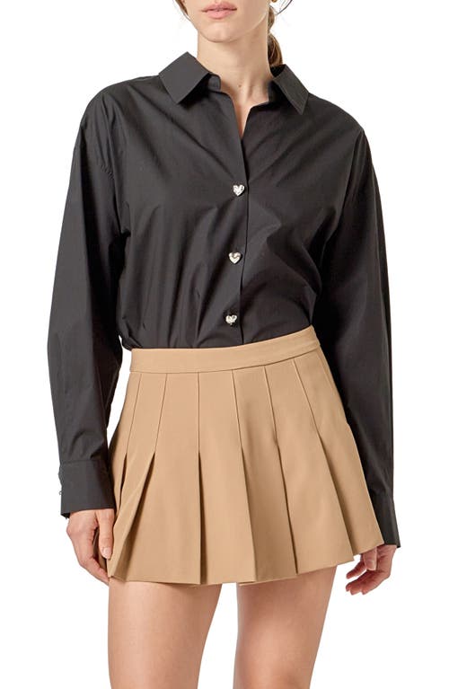 English Factory Oversize Cotton Button-up Shirt In Brown