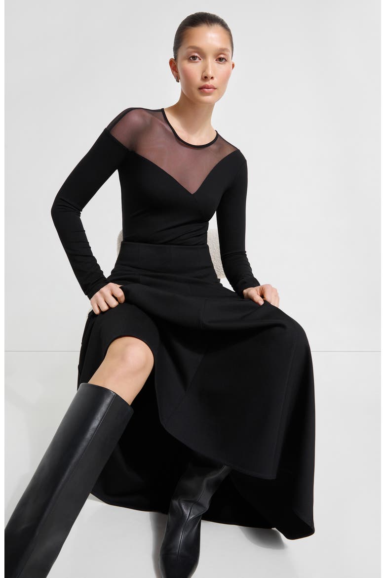 India Ponte Maxi Skirt, Alternate, color, BLACK