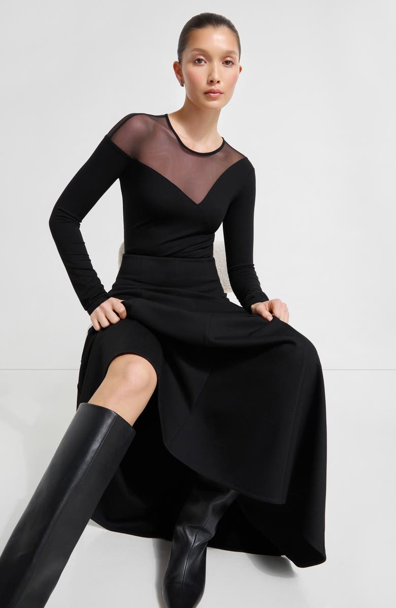 Marcella India Ponte Maxi Skirt, Alternate, color, Black