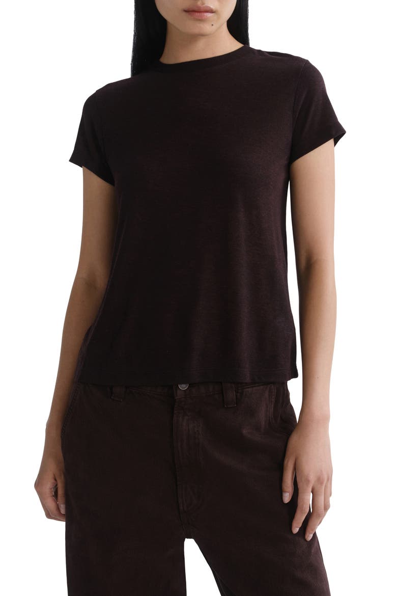 Long Line Adine Tee, Main, color, RISTRETTO DARK HEATHER PLUM