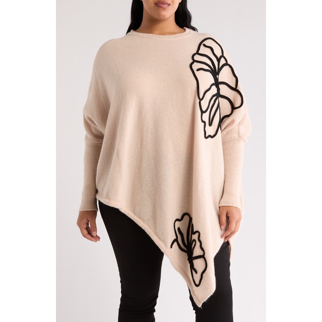 Dr2 By Daniel Rainn Abstract Floral Asymmetric Hem Sweater In Neutral