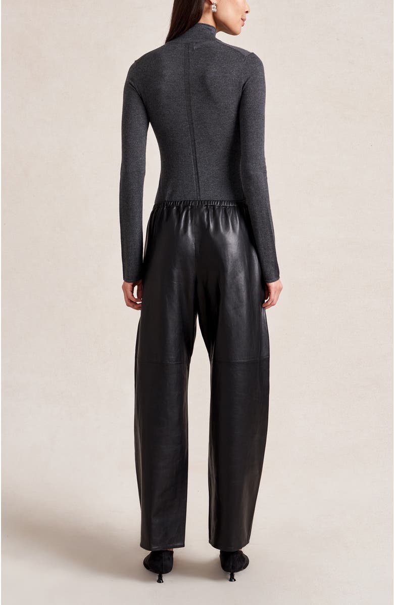 La Ligne Leather Barrel Colby Pant, Alternate, color, Black