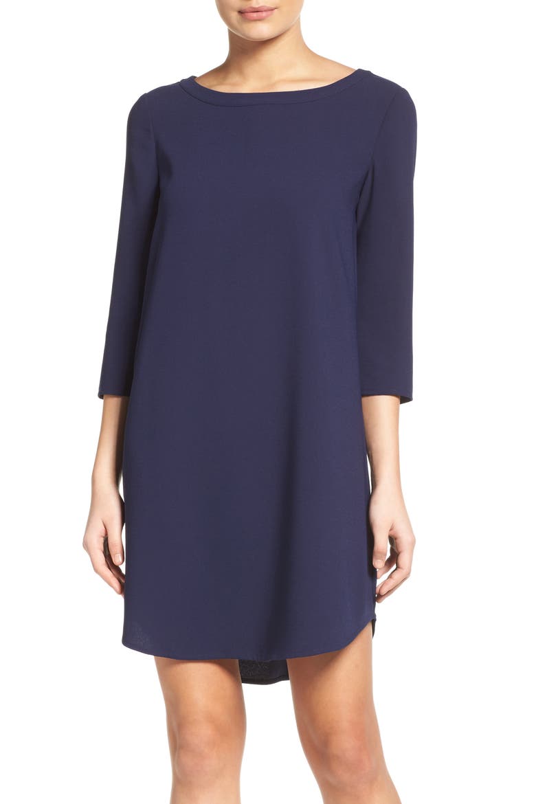 BB Dakota Jazlyn Crepe Shift Dress, Main, color, NAVY
