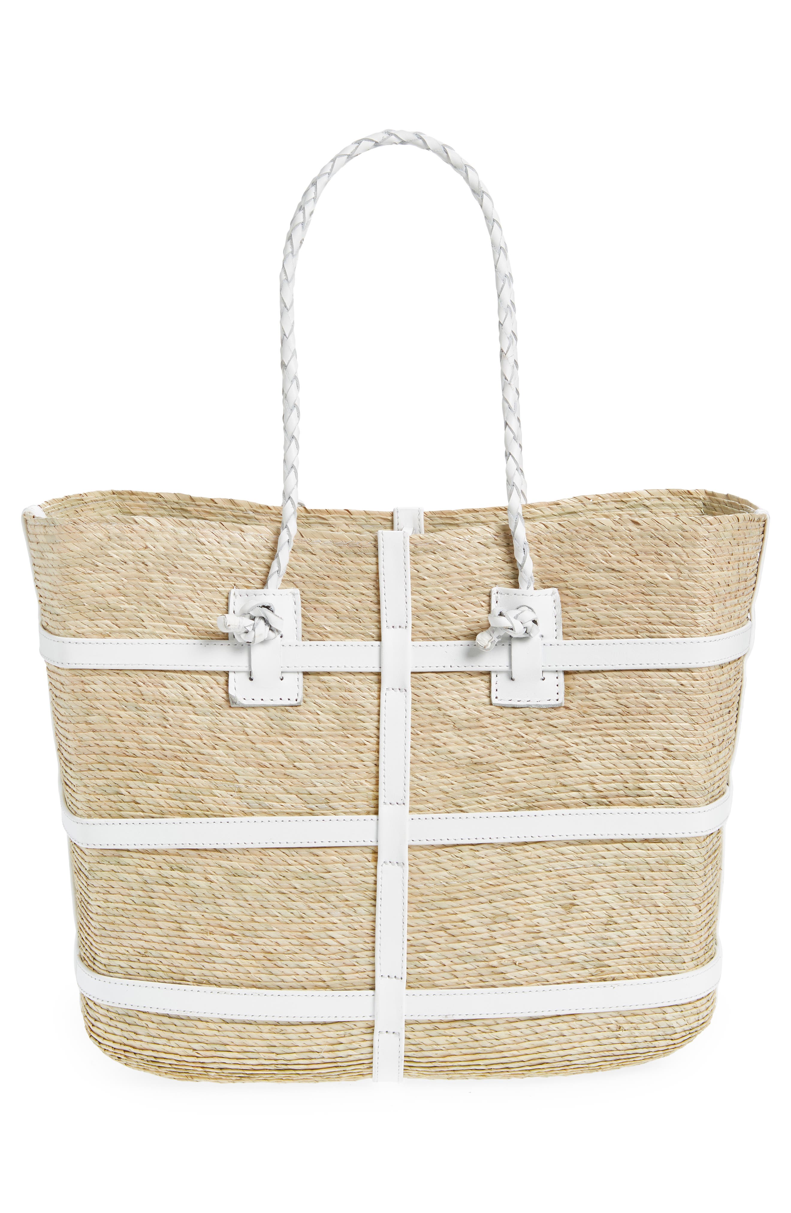 Large Watermill East/West Straw Tote, Alternate, color, NATURAL/ WHITE