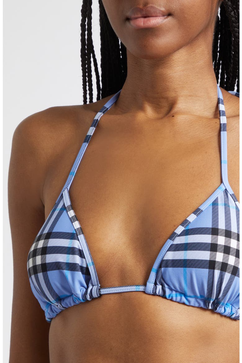 Sadie Check String Bikini Top, Alternate, color, CORNFLOWER BLUE CHECK