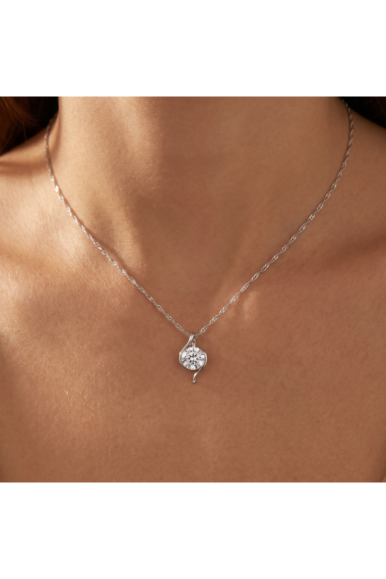 Certified 3Ct Diamond Molly Pendant 14k Gold Necklace 18" Lab Grown, Alternate, color, White Gold