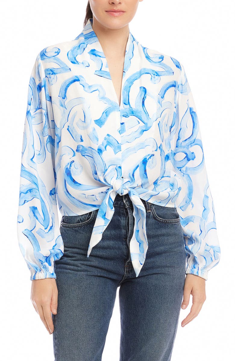 FIFTEEN TWENTY Scarlet Tie Front Top, Main, color, 