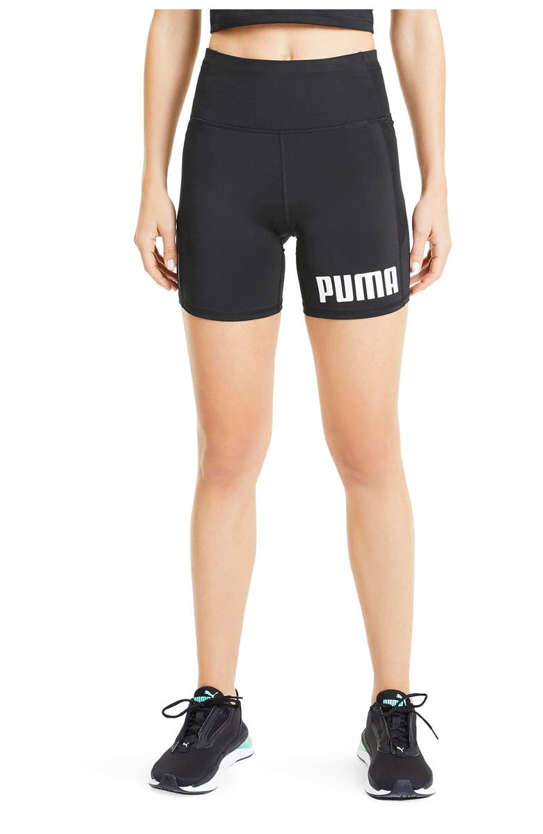 PUMA Be Bold Solid Logo Biker Shorts, Main, color,