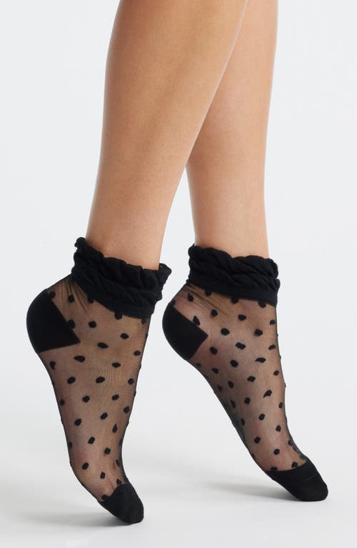 Stems Pippa Ruffle Dot Quarter Socks In Black