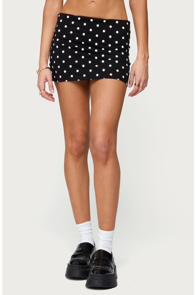 Aisha Polka Dot Miniskirt, Main, color, BLACK-AND-WHITE