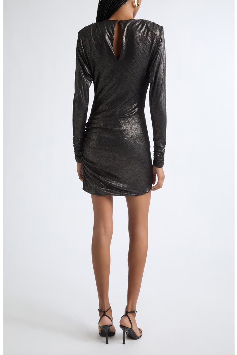 Celine Long Sleeve Ruched Minidress, Alternate, color, GUNMETAL