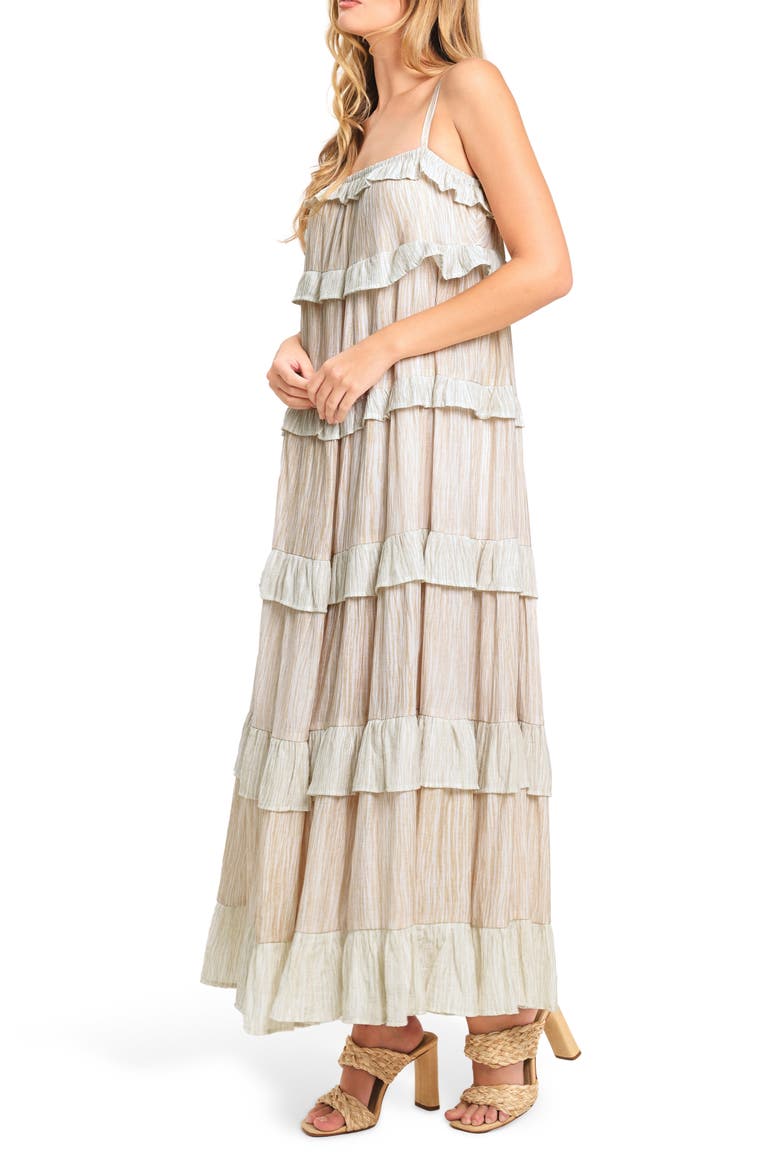 Textured Maxi Dress, Alternate, color, WHITE/ YELLOW STRIPE
