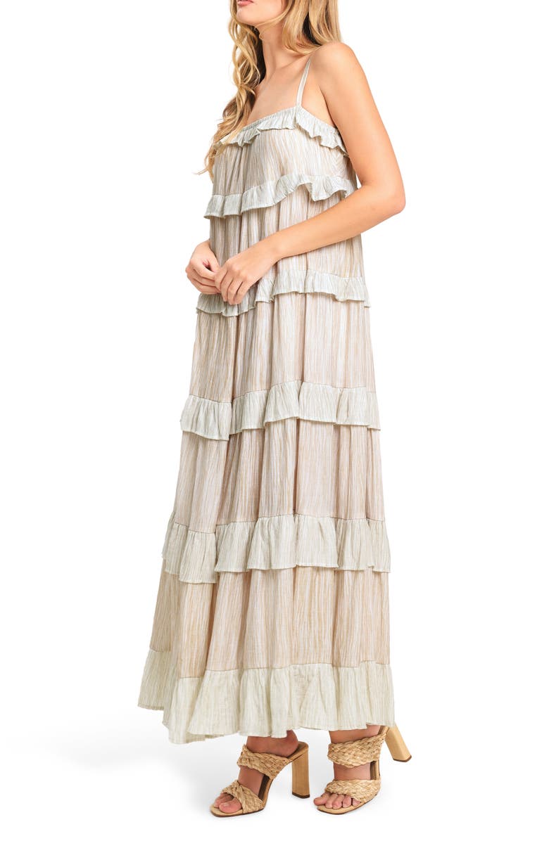 FLYING TOMATO Textured Maxi Dress, Alternate, color, White/ Yellow Stripe